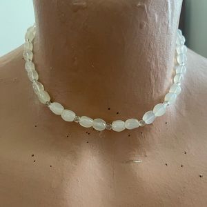 White Opaque Bead Short Choker Necklace